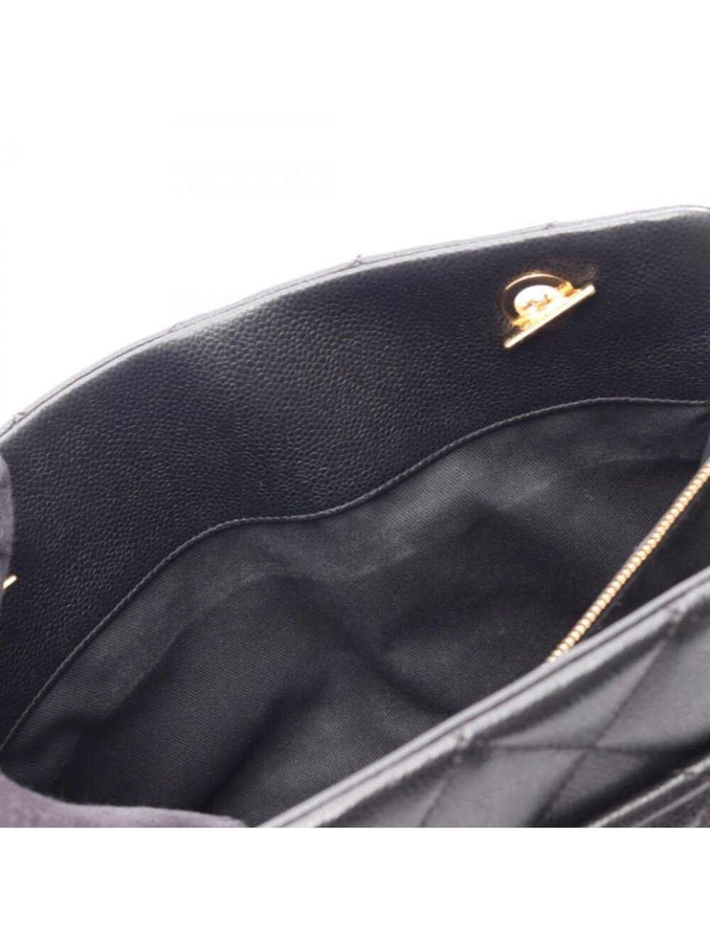 Chanel Tote Quilted Black Caviar Leather CC Logo Chain - Picture 7 of 9